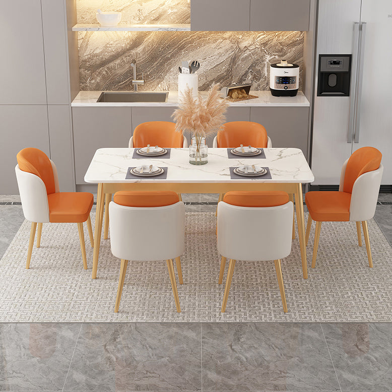 Glam Sintered Stone Dining Room Set Standard Height with Black Legs Dining Furniture for Home Use Clearhalo 'Dining Room Sets' 'Dining Tables & Seating' 'dining_room_set' 'furn' 'furn_dining_room_set' 'Furniture' 'furniture_dining_room_set' 'Kitchen & Dining Furniture' 'kitchen&dining_furn' 'kitchen' 3361406