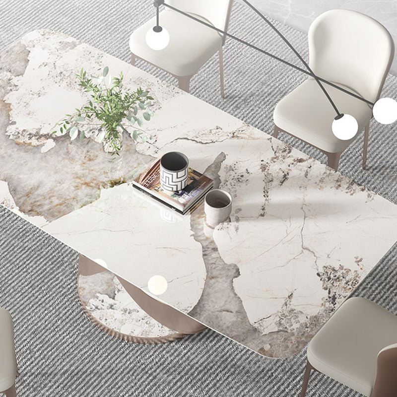 Modern Kitchen Dining Room Set with Sintered Stone Top and Gold Base Dining Furniture Clearhalo 'Dining Room Sets' 'Dining Tables & Seating' 'dining_room_set' 'furn' 'furn_dining_room_set' 'Furniture' 'furniture_dining_room_set' 'Kitchen & Dining Furniture' 'kitchen&dining_furn' 'kitchen' 3361418