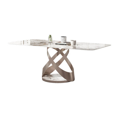 Modern Kitchen Dining Room Set with Sintered Stone Top and Gold Base Dining Furniture Table Only Clearhalo 'Dining Room Sets' 'Dining Tables & Seating' 'dining_room_set' 'furn' 'furn_dining_room_set' 'Furniture' 'furniture_dining_room_set' 'Kitchen & Dining Furniture' 'kitchen&dining_furn' 'kitchen' 3361419