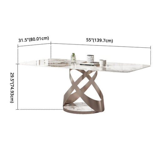 Modern Kitchen Dining Room Set with Sintered Stone Top and Gold Base Dining Furniture Clearhalo 'Dining Room Sets' 'Dining Tables & Seating' 'dining_room_set' 'furn' 'furn_dining_room_set' 'Furniture' 'furniture_dining_room_set' 'Kitchen & Dining Furniture' 'kitchen&dining_furn' 'kitchen' 3361425