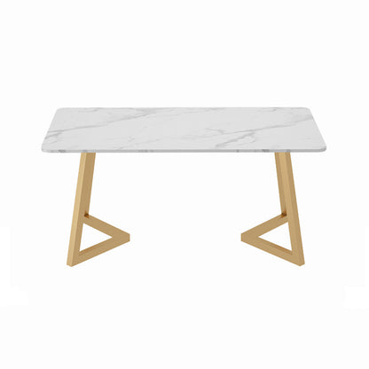 Scandinavian Sintered Stone Dining Table Set with Rectangle Table and Metal Base Home Dining Set Table Only Clearhalo 'Dining Room Sets' 'Dining Tables & Seating' 'dining_room_set' 'furn' 'furn_dining_room_set' 'Furniture' 'furniture_dining_room_set' 'Kitchen & Dining Furniture' 'kitchen&dining_furn' 'kitchen' 3361431