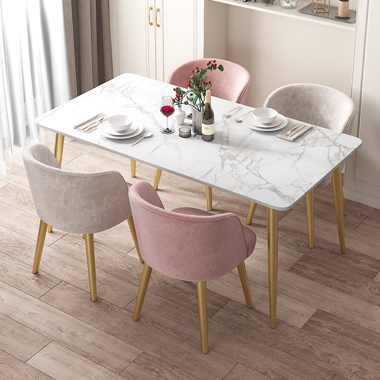 Scandinavian Sintered Stone Dining Table Set White Rectangle Home Use Dining Set Clearhalo 'Dining Room Sets' 'Dining Tables & Seating' 'dining_room_set' 'furn' 'furn_dining_room_set' 'Furniture' 'furniture_dining_room_set' 'Kitchen & Dining Furniture' 'kitchen&dining_furn' 'kitchen' 3361444