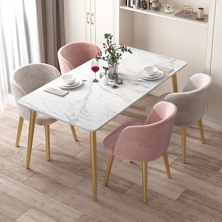Scandinavian Sintered Stone Dining Table Set White Rectangle Home Use Dining Set with 4 Chairs Clearhalo 'Dining Room Sets' 'Dining Tables & Seating' 'dining_room_set' 'furn' 'furn_dining_room_set' 'Furniture' 'furniture_dining_room_set' 'Kitchen & Dining Furniture' 'kitchen&dining_furn' 'kitchen' 3361446