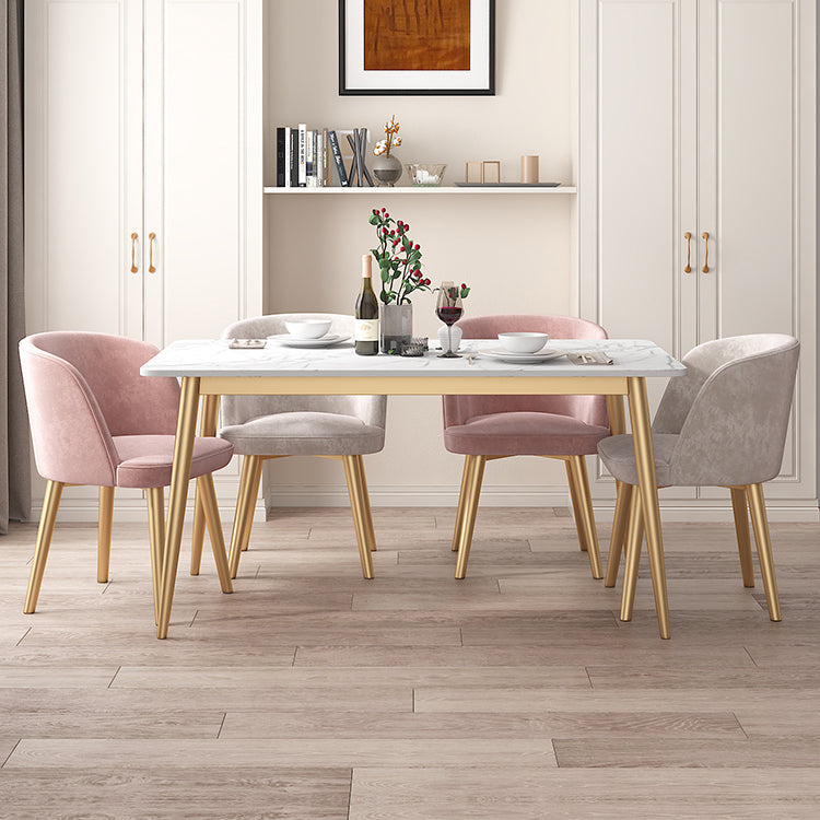 Scandinavian Sintered Stone Dining Table Set White Rectangle Home Use Dining Set Clearhalo 'Dining Room Sets' 'Dining Tables & Seating' 'dining_room_set' 'furn' 'furn_dining_room_set' 'Furniture' 'furniture_dining_room_set' 'Kitchen & Dining Furniture' 'kitchen&dining_furn' 'kitchen' 3361447