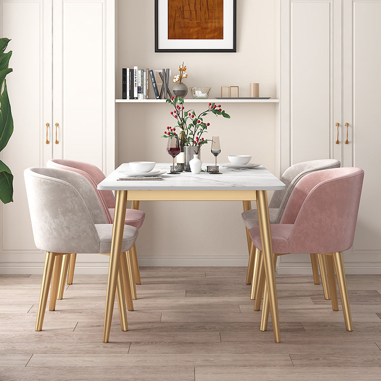 Scandinavian Sintered Stone Dining Table Set White Rectangle Home Use Dining Set Clearhalo 'Dining Room Sets' 'Dining Tables & Seating' 'dining_room_set' 'furn' 'furn_dining_room_set' 'Furniture' 'furniture_dining_room_set' 'Kitchen & Dining Furniture' 'kitchen&dining_furn' 'kitchen' 3361458