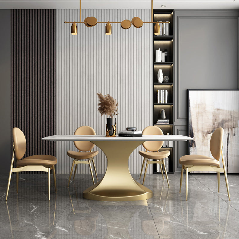 Glam Sintered Stone Dining Room Set Standard Height with Gold Leg Dining Furniture for Home Use Clearhalo 'Dining Room Sets' 'Dining Tables & Seating' 'dining_room_set' 'furn' 'furn_dining_room_set' 'Furniture' 'furniture_dining_room_set' 'Kitchen & Dining Furniture' 'kitchen&dining_furn' 'kitchen' 3361459