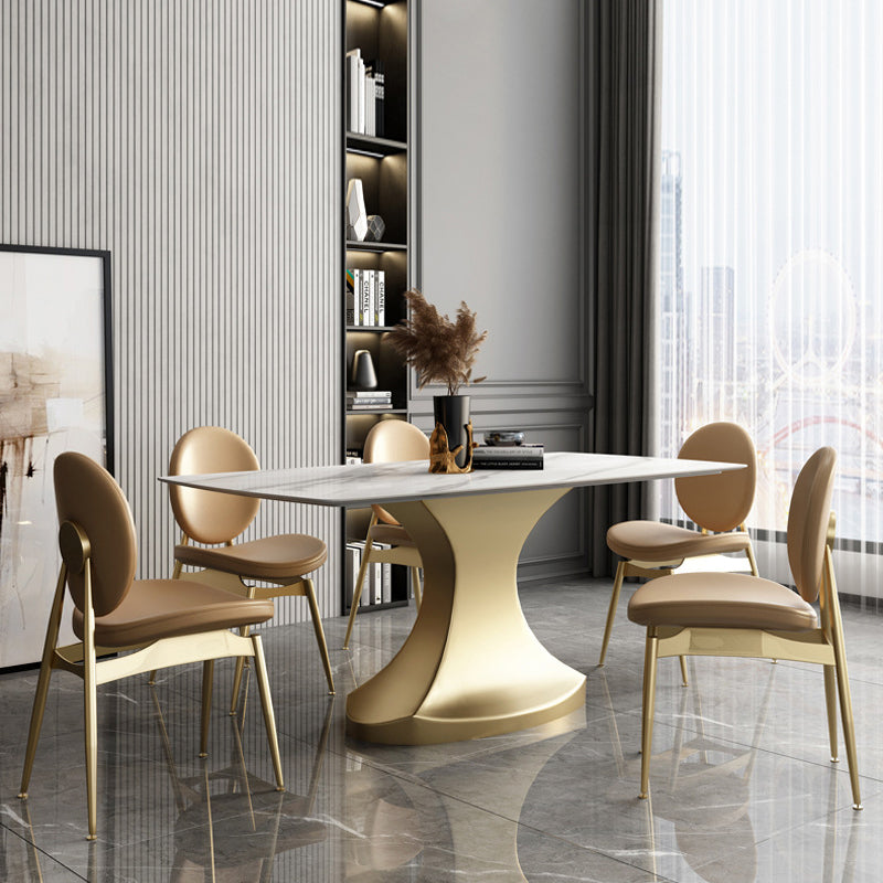 Glam Sintered Stone Dining Room Set Standard Height with Gold Leg Dining Furniture for Home Use Clearhalo 'Dining Room Sets' 'Dining Tables & Seating' 'dining_room_set' 'furn' 'furn_dining_room_set' 'Furniture' 'furniture_dining_room_set' 'Kitchen & Dining Furniture' 'kitchen&dining_furn' 'kitchen' 3361474