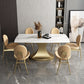 Glam Sintered Stone Dining Room Set Standard Height with Gold Leg Dining Furniture for Home Use Clearhalo 'Dining Room Sets' 'Dining Tables & Seating' 'dining_room_set' 'furn' 'furn_dining_room_set' 'Furniture' 'furniture_dining_room_set' 'Kitchen & Dining Furniture' 'kitchen&dining_furn' 'kitchen' 3361475