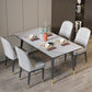 Minimalist Dining Table Rectangle Formal Dinette Set with Solid Wood Base with 4 Chairs Clearhalo 'Dining Room Sets' 'Dining Tables & Seating' 'dining_room_set' 'furn' 'furn_dining_room_set' 'Furniture' 'furniture_dining_room_set' 'Kitchen & Dining Furniture' 'kitchen&dining_furn' 'kitchen' 3361477