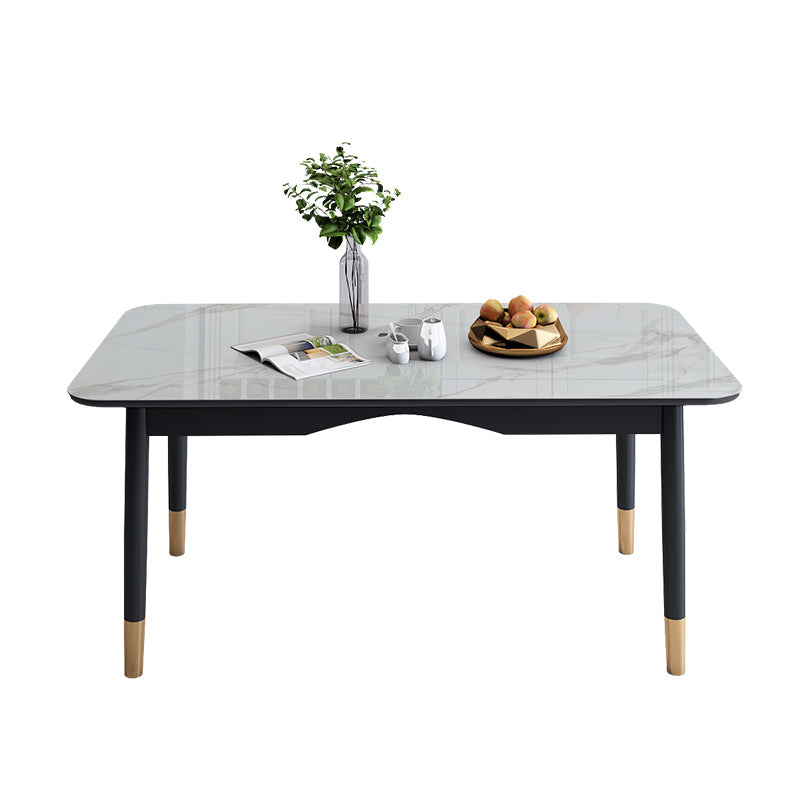 Minimalist Dining Table Rectangle Formal Dinette Set with Solid Wood Base Table Only Clearhalo 'Dining Room Sets' 'Dining Tables & Seating' 'dining_room_set' 'furn' 'furn_dining_room_set' 'Furniture' 'furniture_dining_room_set' 'Kitchen & Dining Furniture' 'kitchen&dining_furn' 'kitchen' 3361481