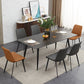 Modern Sintered Stone Black Dining Table Set with Rectangle Table and 4 Legs Base Home Dining Set with 6 Chairs Clearhalo 'Dining Room Sets' 'Dining Tables & Seating' 'dining_room_set' 'furn' 'furn_dining_room_set' 'Furniture' 'furniture_dining_room_set' 'Kitchen & Dining Furniture' 'kitchen&dining_furn' 'kitchen' 3361487