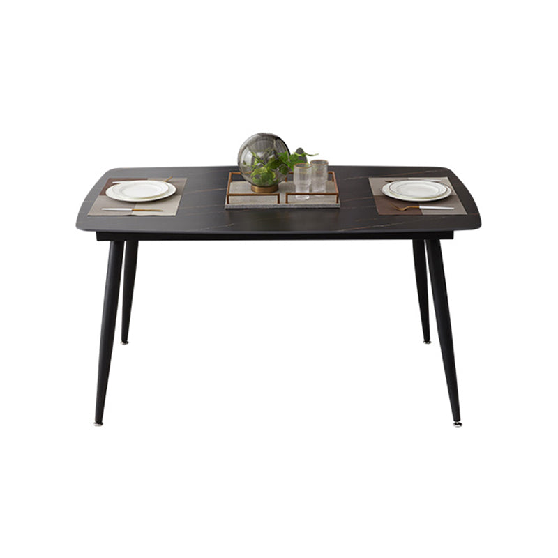 Modern Sintered Stone Black Dining Table Set with Rectangle Table and 4 Legs Base Home Dining Set Table Only Clearhalo 'Dining Room Sets' 'Dining Tables & Seating' 'dining_room_set' 'furn' 'furn_dining_room_set' 'Furniture' 'furniture_dining_room_set' 'Kitchen & Dining Furniture' 'kitchen&dining_furn' 'kitchen' 3361491