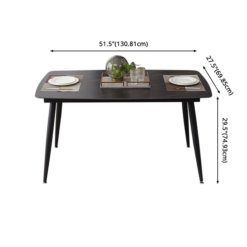 Modern Sintered Stone Black Dining Table Set with Rectangle Table and 4 Legs Base Home Dining Set Clearhalo 'Dining Room Sets' 'Dining Tables & Seating' 'dining_room_set' 'furn' 'furn_dining_room_set' 'Furniture' 'furniture_dining_room_set' 'Kitchen & Dining Furniture' 'kitchen&dining_furn' 'kitchen' 3361492