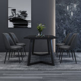 Minimalist Sintered Stone Dining Room Set with Black Base Formal Dining¬†Table¬†Furniture Clearhalo 'Dining Room Sets' 'Dining Tables & Seating' 'dining_room_set' 'furn' 'furn_dining_room_set' 'Furniture' 'furniture_dining_room_set' 'Kitchen & Dining Furniture' 'kitchen&dining_furn' 'kitchen' 3361501