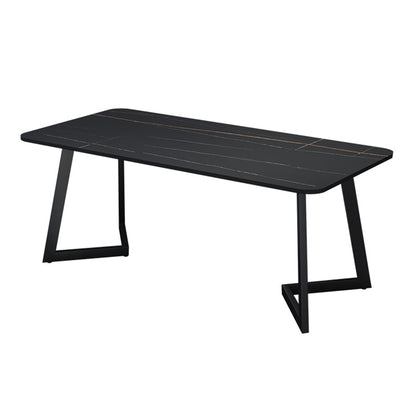 Minimalist Sintered Stone Dining Room Set with Black Base Formal Dining¬†Table¬†Furniture Table Only Clearhalo 'Dining Room Sets' 'Dining Tables & Seating' 'dining_room_set' 'furn' 'furn_dining_room_set' 'Furniture' 'furniture_dining_room_set' 'Kitchen & Dining Furniture' 'kitchen&dining_furn' 'kitchen' 3361502