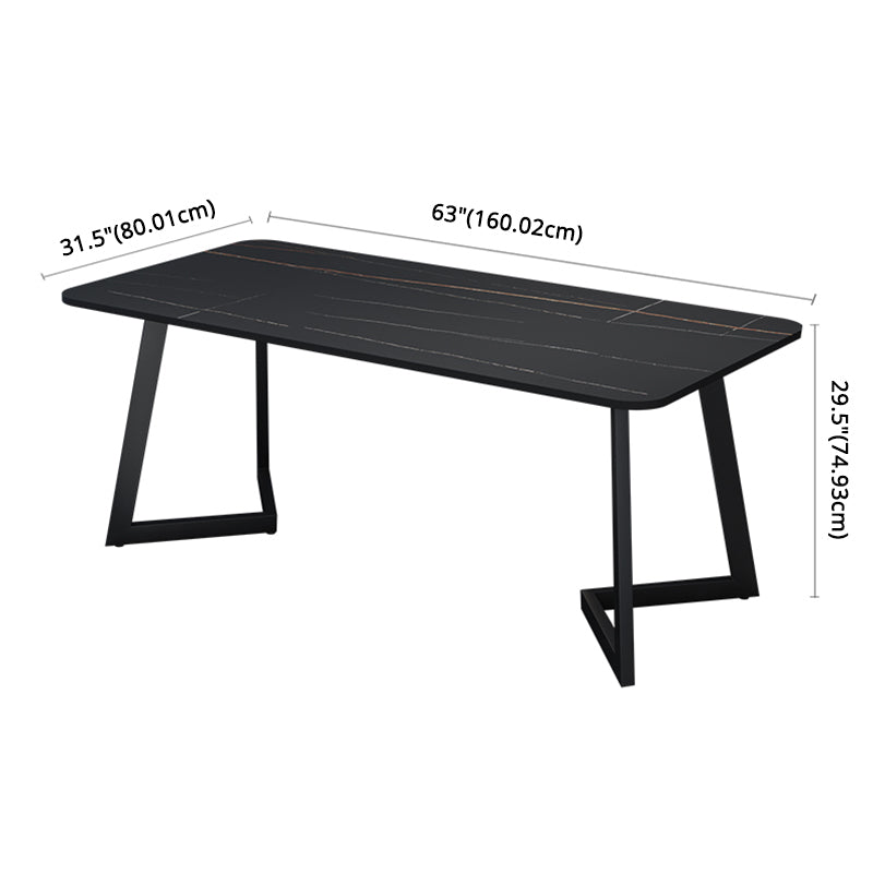 Minimalist Sintered Stone Dining Room Set with Black Base Formal Dining¬†Table¬†Furniture Clearhalo 'Dining Room Sets' 'Dining Tables & Seating' 'dining_room_set' 'furn' 'furn_dining_room_set' 'Furniture' 'furniture_dining_room_set' 'Kitchen & Dining Furniture' 'kitchen&dining_furn' 'kitchen' 3361505