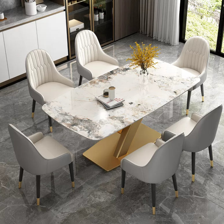 Kitchen Contemporary Sintered Stone Top Dinette Set with Pedestal Base Dining Room Furniture Clearhalo 'Dining Room Sets' 'Dining Tables & Seating' 'dining_room_set' 'furn' 'furn_dining_room_set' 'Furniture' 'furniture_dining_room_set' 'Kitchen & Dining Furniture' 'kitchen&dining_furn' 'kitchen' 3361520