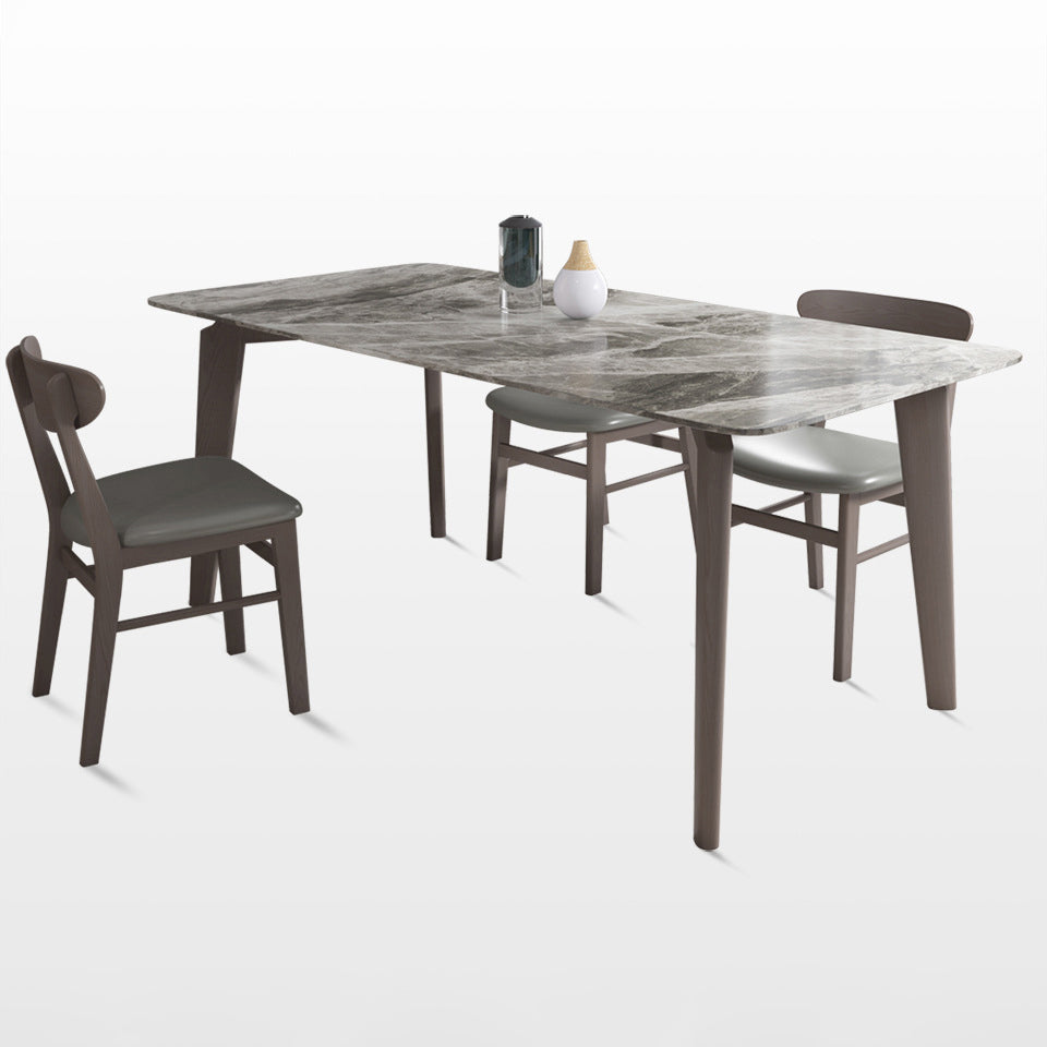 Modern Style Sintered Stone Dining Table with Grey Table and 4 Solid Wood Legs Base for Home Use Clearhalo 'Dining Room Sets' 'Dining Tables & Seating' 'dining_room_set' 'Furniture' 'furniture_dining_room_set' 'Kitchen & Dining Furniture' 'kitchen&dining_furn' 'kitchen' 3361550