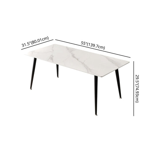 Fixed Sintered Stone Top Kitchen Table Set with 4 Legs Base Dining Table Sets for Home Clearhalo 'Dining Room Sets' 'Dining Tables & Seating' 'dining_room_set' 'furn' 'furn_dining_room_set' 'Furniture' 'furniture_dining_room_set' 'Kitchen & Dining Furniture' 'kitchen&dining_furn' 'kitchen' 3361558