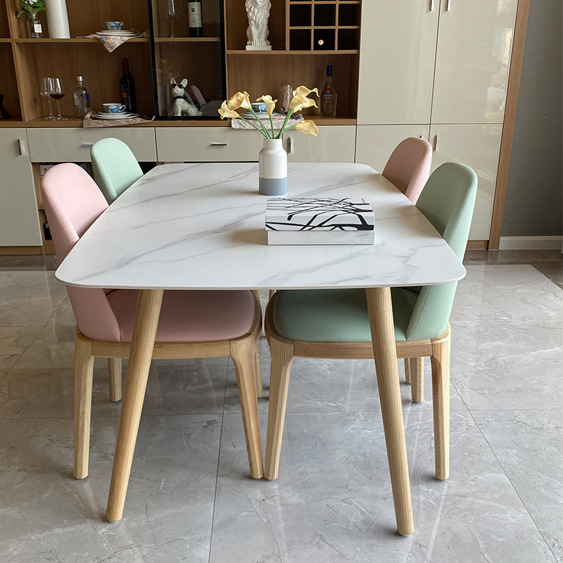 Scandinavian Sintered Stone White Dining Table Set Rectangle Home Use Dining Set Clearhalo 'Dining Room Sets' 'Dining Tables & Seating' 'dining_room_set' 'furn' 'furn_dining_room_set' 'Furniture' 'furniture_dining_room_set' 'Kitchen & Dining Furniture' 'kitchen&dining_furn' 'kitchen' 3361574