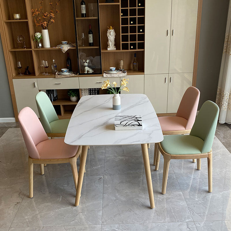 Scandinavian Sintered Stone White Dining Table Set Rectangle Home Use Dining Set Clearhalo 'Dining Room Sets' 'Dining Tables & Seating' 'dining_room_set' 'furn' 'furn_dining_room_set' 'Furniture' 'furniture_dining_room_set' 'Kitchen & Dining Furniture' 'kitchen&dining_furn' 'kitchen' 3361576