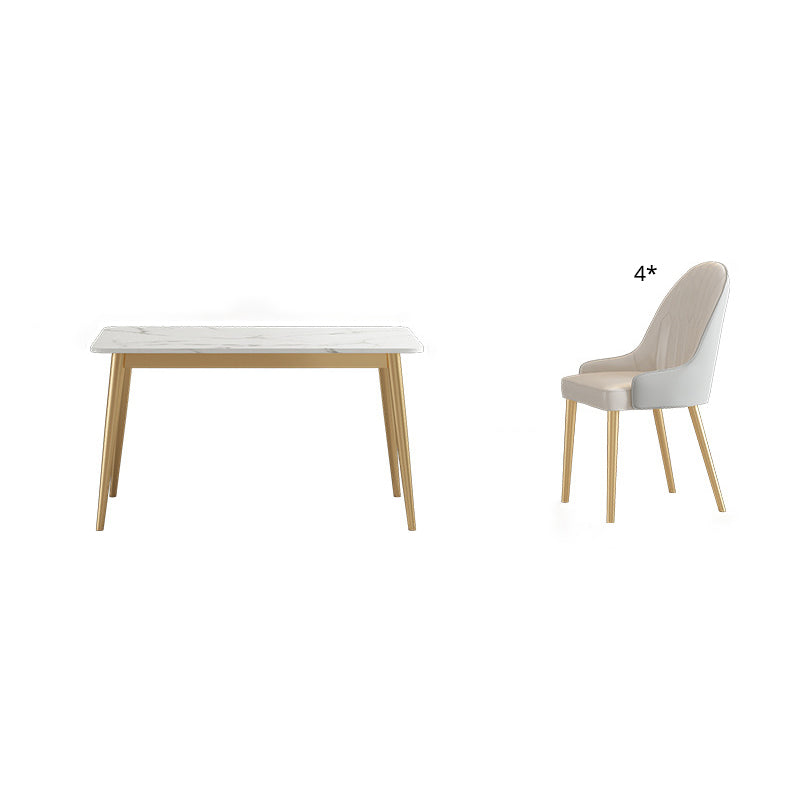 Glam Sintered Stone Dining Room Set Standard Height with 4 Legs Base Dining Furniture White Clearhalo 'Dining Room Sets' 'Dining Tables & Seating' 'dining_room_set' 'furn' 'furn_dining_room_set' 'Furniture' 'furniture_dining_room_set' 'Kitchen & Dining Furniture' 'kitchen&dining_furn' 'kitchen' 3361588