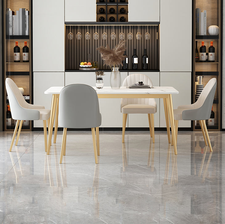 Glam Sintered Stone Dining Room Set Standard Height with 4 Legs Base Dining Furniture Clearhalo 'Dining Room Sets' 'Dining Tables & Seating' 'dining_room_set' 'furn' 'furn_dining_room_set' 'Furniture' 'furniture_dining_room_set' 'Kitchen & Dining Furniture' 'kitchen&dining_furn' 'kitchen' 3361590