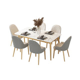 Glam Sintered Stone Dining Room Set Standard Height with 4 Legs Base Dining Furniture Clearhalo 'Dining Room Sets' 'Dining Tables & Seating' 'dining_room_set' 'furn' 'furn_dining_room_set' 'Furniture' 'furniture_dining_room_set' 'Kitchen & Dining Furniture' 'kitchen&dining_furn' 'kitchen' 3361593
