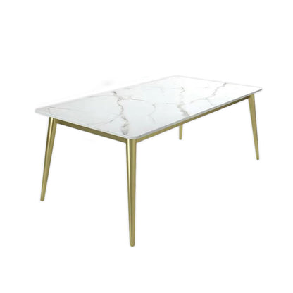 Scandinavian Style Sintered Stone Dining Table Set White Rectangle Home Use Dining Set Table Only Clearhalo 'Dining Room Sets' 'Dining Tables & Seating' 'dining_room_set' 'furn' 'furn_dining_room_set' 'Furniture' 'furniture_dining_room_set' 'Kitchen & Dining Furniture' 'kitchen&dining_furn' 'kitchen' 3361608