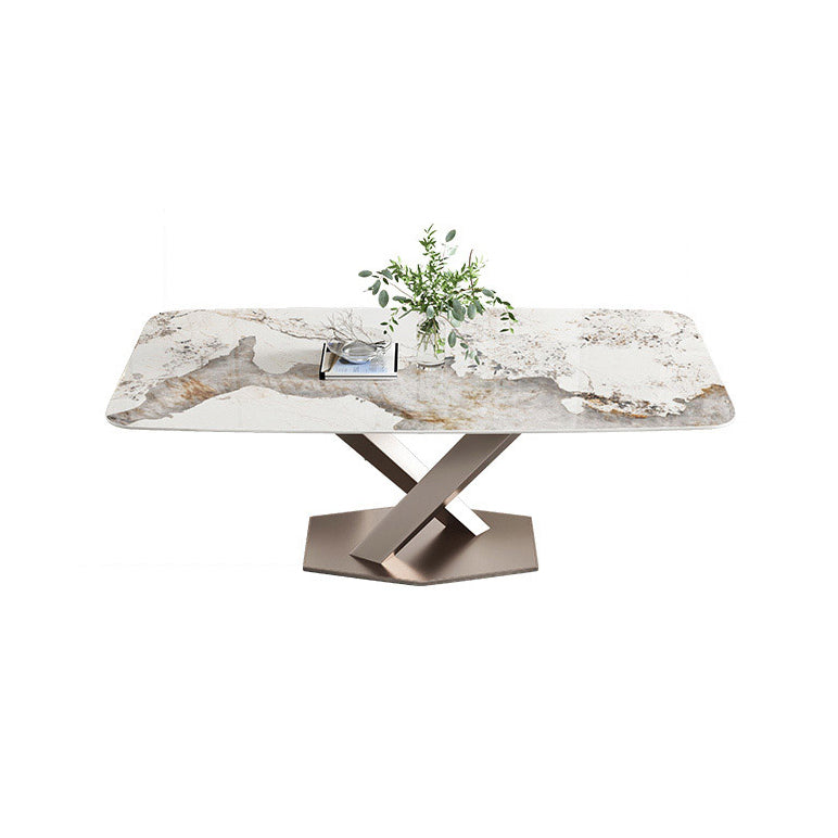 Modern Kitchen Dining Room Set with Sintered Stone Top and Gold Base Dining Furniture Set Table Only Clearhalo 'Dining Room Sets' 'Dining Tables & Seating' 'dining_room_set' 'furn' 'furn_dining_room_set' 'Furniture' 'furniture_dining_room_set' 'Kitchen & Dining Furniture' 'kitchen&dining_furn' 'kitchen' 3361615