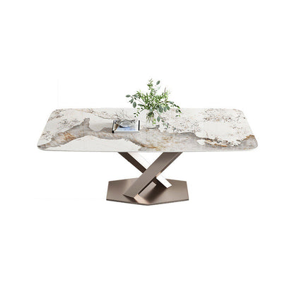 Modern Kitchen Dining Room Set with Sintered Stone Top and Gold Base Dining Furniture Set Table Only Clearhalo 'Dining Room Sets' 'Dining Tables & Seating' 'dining_room_set' 'furn' 'furn_dining_room_set' 'Furniture' 'furniture_dining_room_set' 'Kitchen & Dining Furniture' 'kitchen&dining_furn' 'kitchen' 3361615