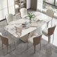 Modern Kitchen Dining Room Set with Sintered Stone Top and Gold Base Dining Furniture Set Clearhalo 'Dining Room Sets' 'Dining Tables & Seating' 'dining_room_set' 'furn' 'furn_dining_room_set' 'Furniture' 'furniture_dining_room_set' 'Kitchen & Dining Furniture' 'kitchen&dining_furn' 'kitchen' 3361617