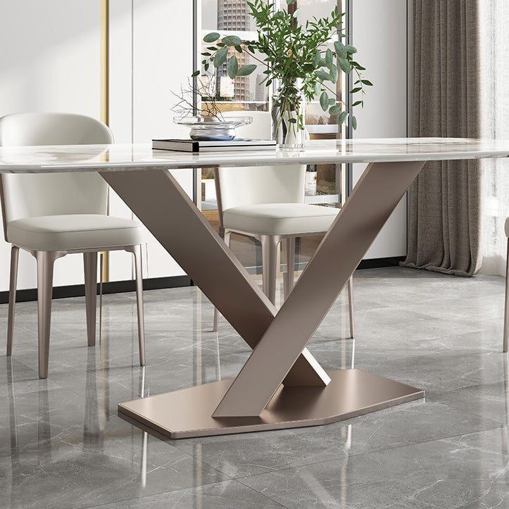 Modern Kitchen Dining Room Set with Sintered Stone Top and Gold Base Dining Furniture Set Clearhalo 'Dining Room Sets' 'Dining Tables & Seating' 'dining_room_set' 'furn' 'furn_dining_room_set' 'Furniture' 'furniture_dining_room_set' 'Kitchen & Dining Furniture' 'kitchen&dining_furn' 'kitchen' 3361618