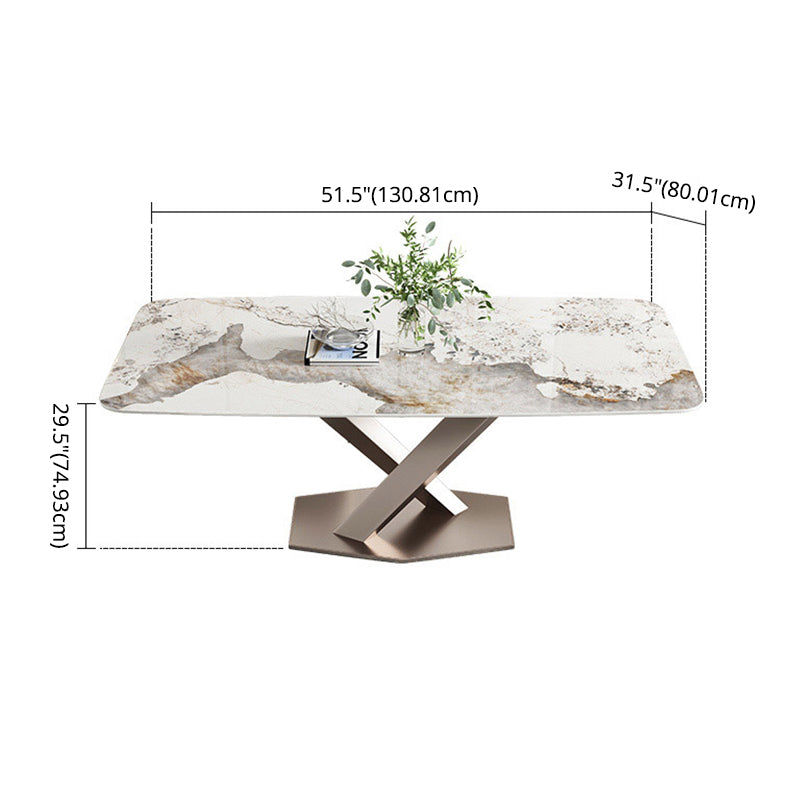 Modern Kitchen Dining Room Set with Sintered Stone Top and Gold Base Dining Furniture Set Clearhalo 'Dining Room Sets' 'Dining Tables & Seating' 'dining_room_set' 'furn' 'furn_dining_room_set' 'Furniture' 'furniture_dining_room_set' 'Kitchen & Dining Furniture' 'kitchen&dining_furn' 'kitchen' 3361624