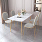 Scandinavian Style Sintered Stone Dining Table Set with Rectangle Table and Gold Legs Dining Set with 4 Chairs Clearhalo 'Dining Room Sets' 'Dining Tables & Seating' 'dining_room_set' 'furn' 'furn_dining_room_set' 'Furniture' 'furniture_dining_room_set' 'Kitchen & Dining Furniture' 'kitchen&dining_furn' 'kitchen' 3361640