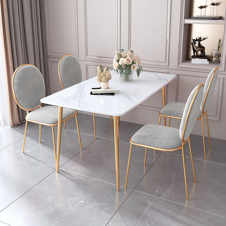Scandinavian Style Sintered Stone Dining Table Set with Rectangle Table and Gold Legs Dining Set with 4 Chairs Clearhalo 'Dining Room Sets' 'Dining Tables & Seating' 'dining_room_set' 'furn' 'furn_dining_room_set' 'Furniture' 'furniture_dining_room_set' 'Kitchen & Dining Furniture' 'kitchen&dining_furn' 'kitchen' 3361640