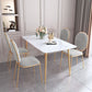 Scandinavian Style Sintered Stone Dining Table Set with Rectangle Table and Gold Legs Dining Set Clearhalo 'Dining Room Sets' 'Dining Tables & Seating' 'dining_room_set' 'furn' 'furn_dining_room_set' 'Furniture' 'furniture_dining_room_set' 'Kitchen & Dining Furniture' 'kitchen&dining_furn' 'kitchen' 3361642