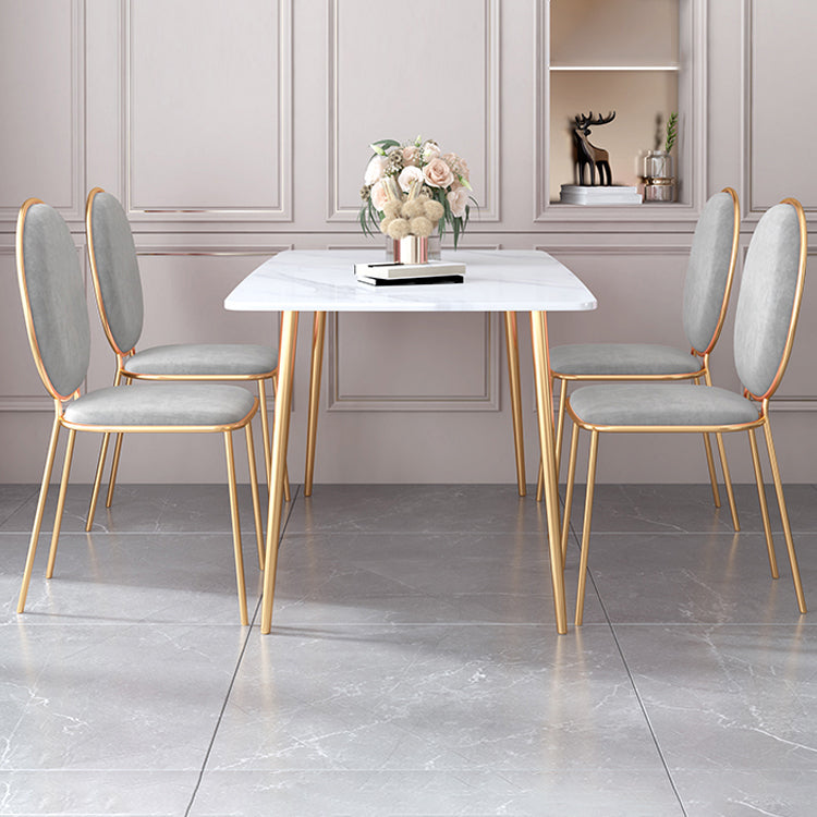 Scandinavian Style Sintered Stone Dining Table Set with Rectangle Table and Gold Legs Dining Set Clearhalo 'Dining Room Sets' 'Dining Tables & Seating' 'dining_room_set' 'furn' 'furn_dining_room_set' 'Furniture' 'furniture_dining_room_set' 'Kitchen & Dining Furniture' 'kitchen&dining_furn' 'kitchen' 3361643