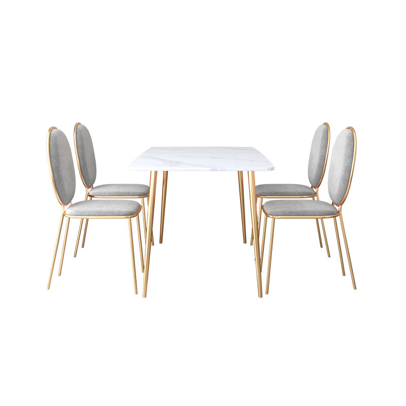 Scandinavian Style Sintered Stone Dining Table Set with Rectangle Table and Gold Legs Dining Set Clearhalo 'Dining Room Sets' 'Dining Tables & Seating' 'dining_room_set' 'furn' 'furn_dining_room_set' 'Furniture' 'furniture_dining_room_set' 'Kitchen & Dining Furniture' 'kitchen&dining_furn' 'kitchen' 3361645