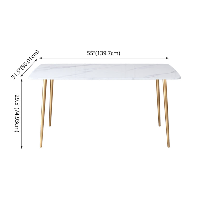 Scandinavian Style Sintered Stone Dining Table Set with Rectangle Table and Gold Legs Dining Set Clearhalo 'Dining Room Sets' 'Dining Tables & Seating' 'dining_room_set' 'furn' 'furn_dining_room_set' 'Furniture' 'furniture_dining_room_set' 'Kitchen & Dining Furniture' 'kitchen&dining_furn' 'kitchen' 3361648