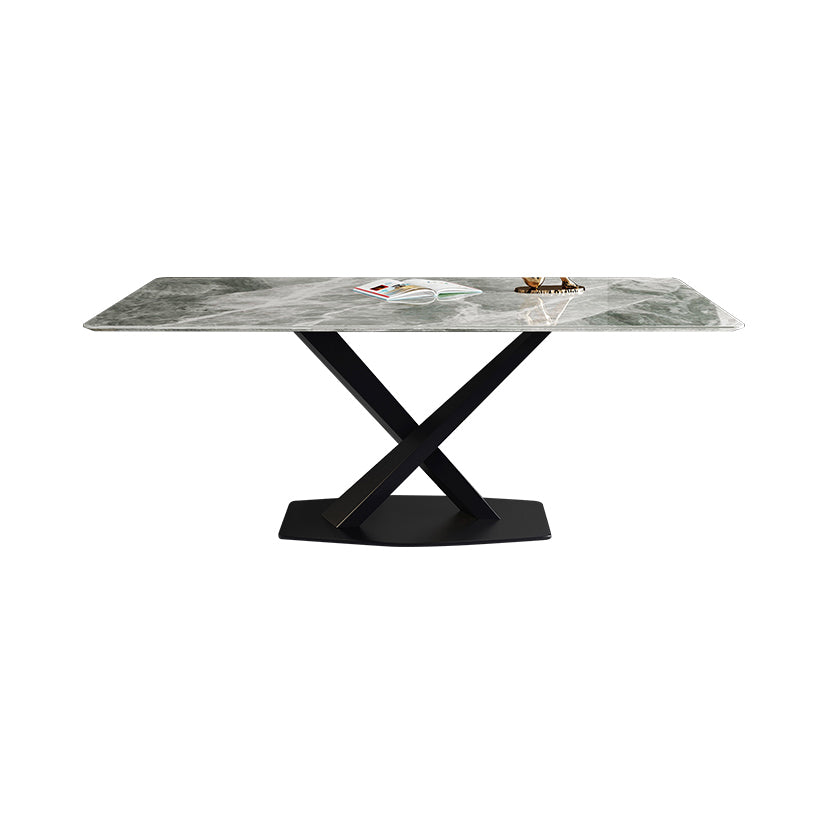 Modern Sintered Stone Gray Dining Table Set with Rectangle Table and Metal Base Formal Dining Set Table Only Clearhalo 'Dining Room Sets' 'Dining Tables & Seating' 'dining_room_set' 'furn' 'furn_dining_room_set' 'Furniture' 'furniture_dining_room_set' 'Kitchen & Dining Furniture' 'kitchen&dining_furn' 'kitchen' 3361671