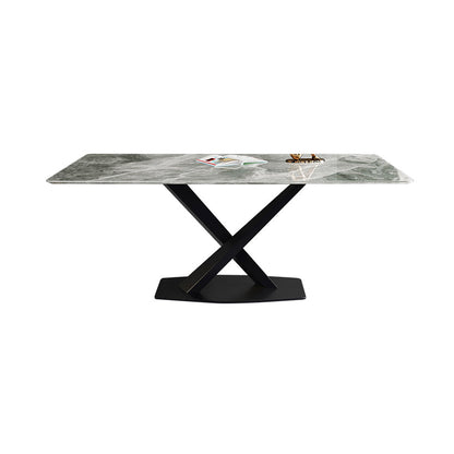 Modern Sintered Stone Gray Dining Table Set with Rectangle Table and Metal Base Formal Dining Set Table Only Clearhalo 'Dining Room Sets' 'Dining Tables & Seating' 'dining_room_set' 'furn' 'furn_dining_room_set' 'Furniture' 'furniture_dining_room_set' 'Kitchen & Dining Furniture' 'kitchen&dining_furn' 'kitchen' 3361671