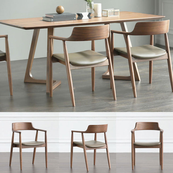Modern Style Solid Wood Dining Set with Rectangle Shape Table and Double Pedestal Base for Home Use Clearhalo 'Dining Room Sets' 'Dining Tables & Seating' 'dining_room_set' 'furn' 'furn_dining_room_set' 'Furniture' 'furniture_dining_room_set' 'Kitchen & Dining Furniture' 'kitchen&dining_furn' 'kitchen' 3361684