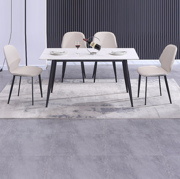 Modern Sintered Stone Dining Table Set White Rectangle Formal Dining Set Clearhalo 'Dining Room Sets' 'Dining Tables & Seating' 'dining_room_set' 'furn' 'furn_dining_room_set' 'Furniture' 'furniture_dining_room_set' 'Kitchen & Dining Furniture' 'kitchen&dining_furn' 'kitchen' 3361697