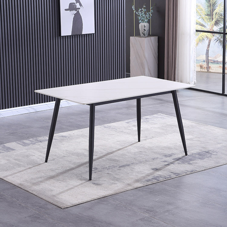 Modern Sintered Stone Dining Table Set White Rectangle Formal Dining Set Clearhalo 'Dining Room Sets' 'Dining Tables & Seating' 'dining_room_set' 'furn' 'furn_dining_room_set' 'Furniture' 'furniture_dining_room_set' 'Kitchen & Dining Furniture' 'kitchen&dining_furn' 'kitchen' 3361707