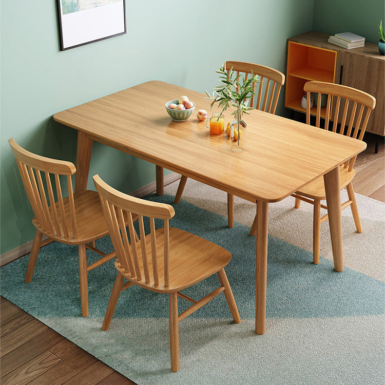Modern Style Solid Wood Dining Set with Rectangle Shape Table and 4 Legs Base Clearhalo 'Dining Room Sets' 'Dining Tables & Seating' 'dining_room_set' 'furn' 'furn_dining_room_set' 'Furniture' 'furniture_dining_room_set' 'Kitchen & Dining Furniture' 'kitchen&dining_furn' 'kitchen' 3361721