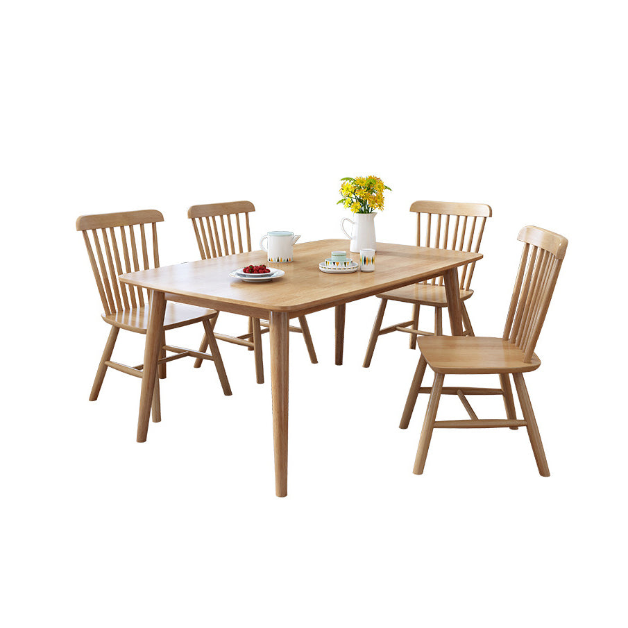 Modern Style Solid Wood Dining Set with Rectangle Shape Table and 4 Legs Base Clearhalo 'Dining Room Sets' 'Dining Tables & Seating' 'dining_room_set' 'furn' 'furn_dining_room_set' 'Furniture' 'furniture_dining_room_set' 'Kitchen & Dining Furniture' 'kitchen&dining_furn' 'kitchen' 3361726