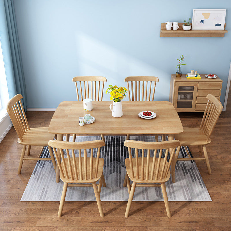 Modern Style Solid Wood Dining Set with Rectangle Shape Table and 4 Legs Base Clearhalo 'Dining Room Sets' 'Dining Tables & Seating' 'dining_room_set' 'furn' 'furn_dining_room_set' 'Furniture' 'furniture_dining_room_set' 'Kitchen & Dining Furniture' 'kitchen&dining_furn' 'kitchen' 3361736