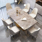 Sintered Stone Modern Dining Room Set with Rectangle Table and Metal Base Dining Set Clearhalo 'Dining Room Sets' 'Dining Tables & Seating' 'dining_room_set' 'furn' 'furn_dining_room_set' 'Furniture' 'furniture_dining_room_set' 'Kitchen & Dining Furniture' 'kitchen&dining_furn' 'kitchen' 3361768