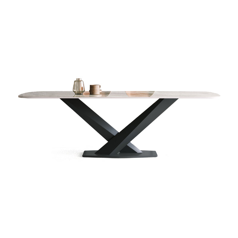 Minimalist Sintered Stone Dining Room Set with Rectangle Top and Black Base Dining Table Set Table Only Clearhalo 'Dining Room Sets' 'Dining Tables & Seating' 'dining_room_set' 'furn' 'furn_dining_room_set' 'Furniture' 'furniture_dining_room_set' 'Kitchen & Dining Furniture' 'kitchen&dining_furn' 'kitchen' 3361788